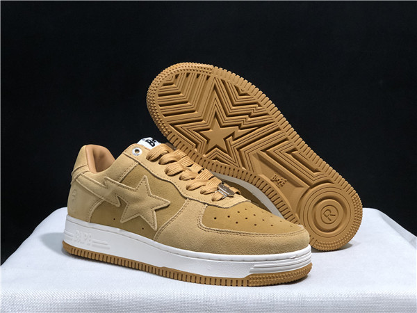 Women's Bape Sta Low Top Leather Tan Brown Shoes 015